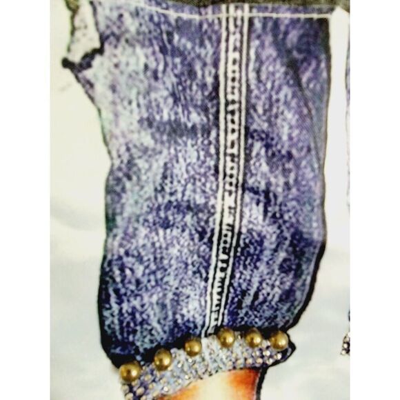 LOVE J 3X Women's Short Sleeve Top Sparkle High Heels & Jeans Gray SS‎ Swing Top - Picture 7 of 8